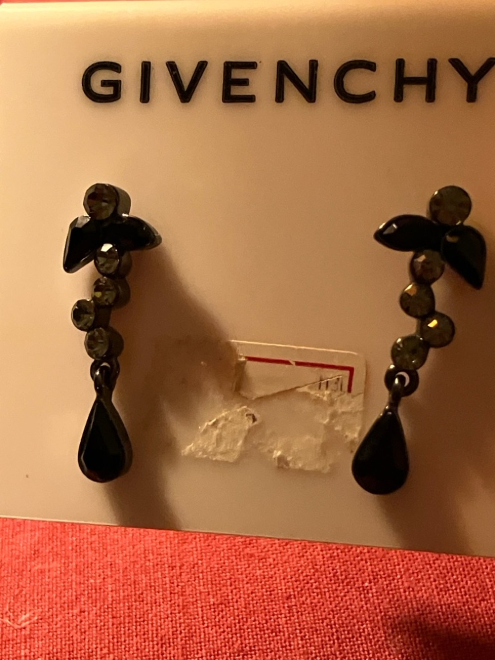 Givenchy Black Teardrop and Crystal Earrings